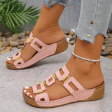 Women's Wide-Fit Roman Sandals — Open Toe Wedge Beach Shoes