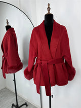Fox Fur Trim Wool Overcoat