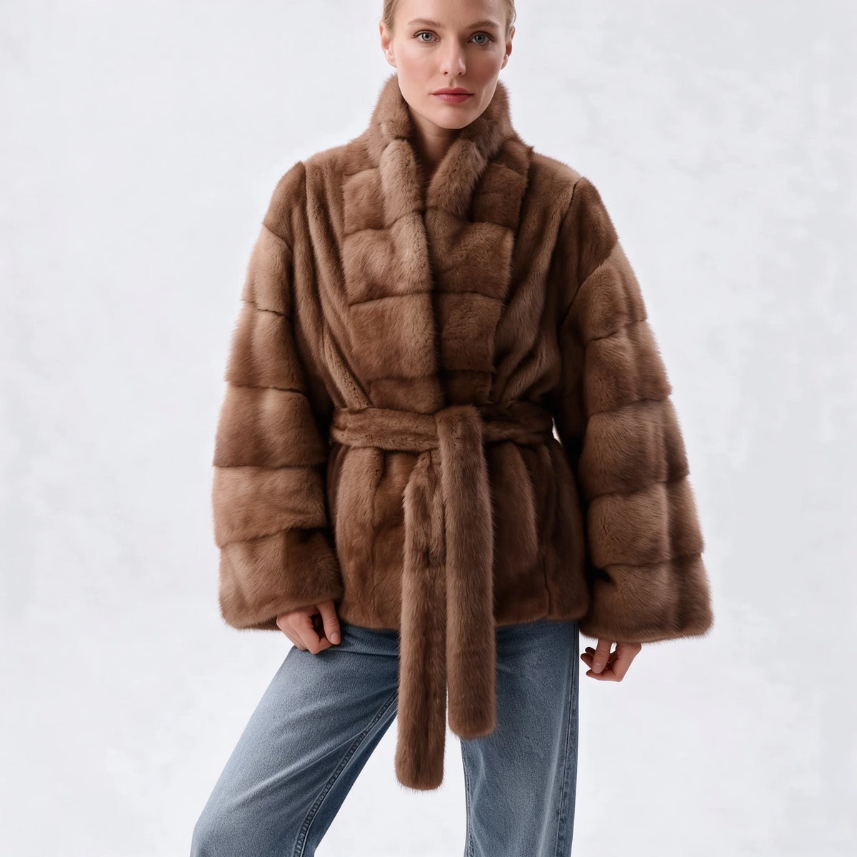 Women's Belted Faux Fur Jacket