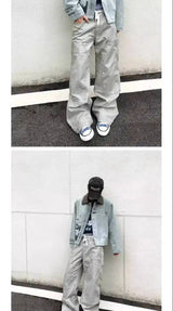 PFNW 2025 Autumn Men's Jeans Loose Long Pants Korea Fashion High Street Solid Color Male Wide Leg Trousers 28W9729
