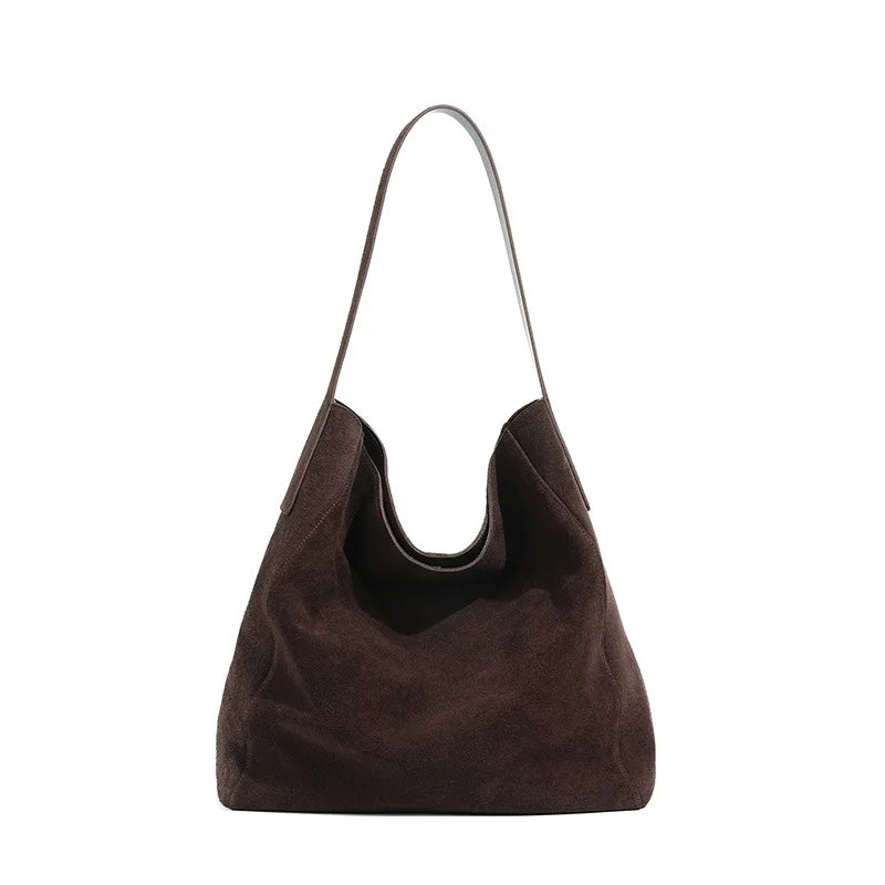 Frosted Suede Tote Bag – Large Capacity Shoulder Bag