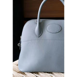 Premium Semi-handmade First-layer Cowhide Bowling Bag Portable Shoulder Large Shell Bag Commuting Temperament Versatile