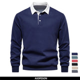Men’s Cotton-Blend Polo Collar Sweatshirt