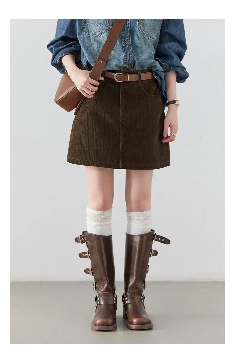 Chic Ven Women's Corduroy A-Line Mini Skirt