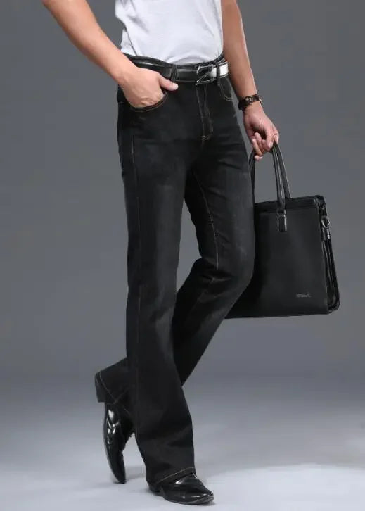 Men's Flared Jeans with Mid-Rise Waist