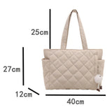 Multi Pocket Women Mailman Bag Diamond Patterned Cotton Clothing Shoulder Bag Large Capacity Tote Bag Casual Nylon Shoulder Bag