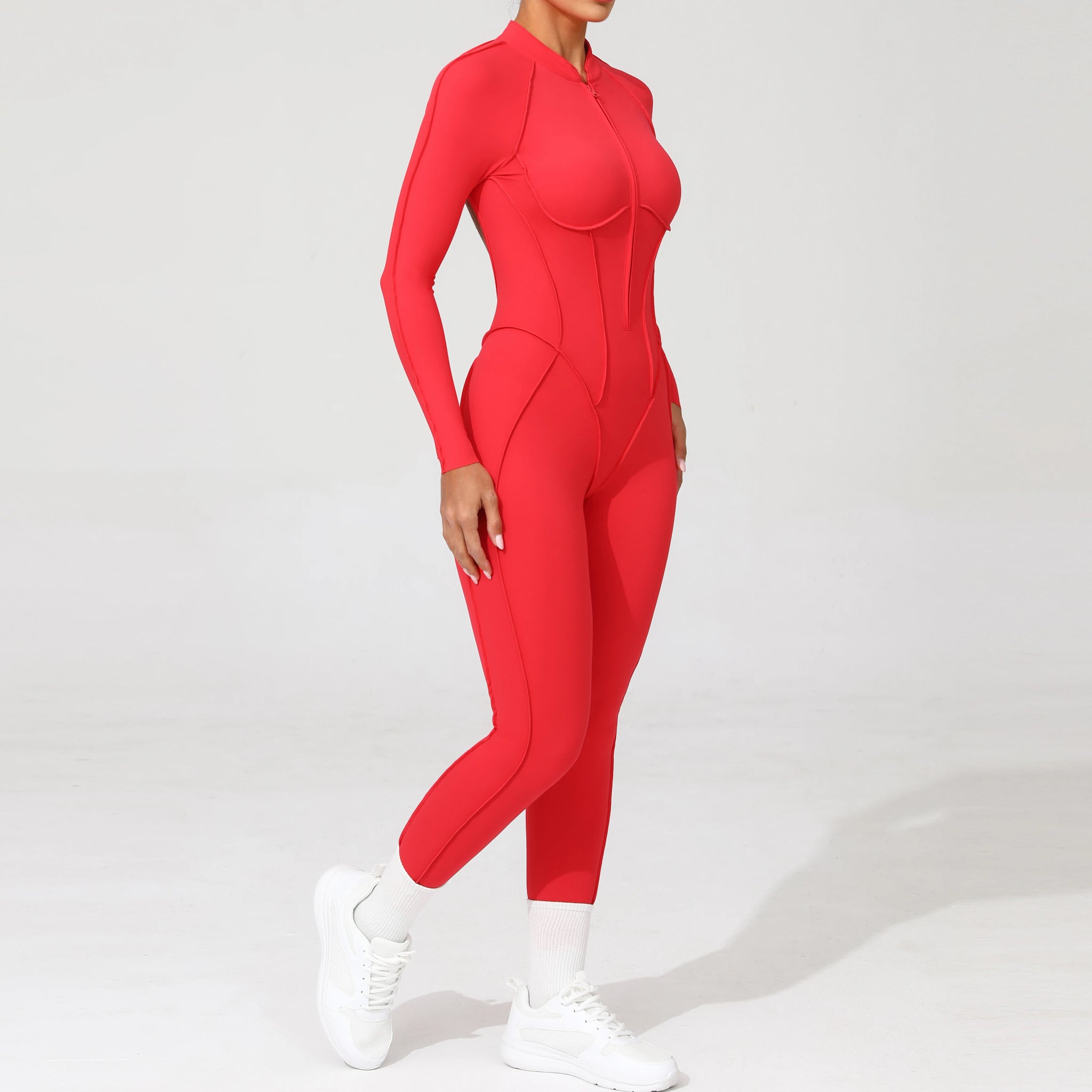Long Sleeve Zip-Front Yoga Jumpsuit