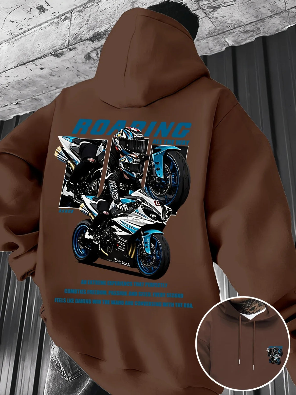 2026 Autumn/Winter New Style Street Casual Simple Fashion Comfortable 3D Motorcycle Pattern Printed Men's Hooded Sweatshirt