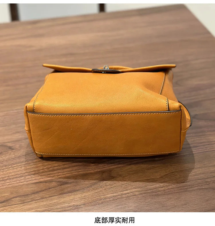 Johnature 2026 Autumn New Handmade Retro Genuine Leather Women's Bag Versatile Soft Cowhide Solid Color Shoulder Crossbody Bags