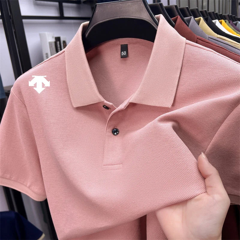 Men's Luxury Cotton Polo | Geometric Print Summer Shirt