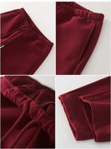 Autumn Burgundy Sweatpants Women Straight Leg Sport Pants Cotton Ladies Coffee Basic Joggers Wide Leg Women's Pants And Trousers