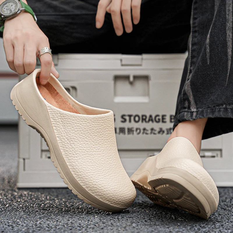 Men's and Women's Summer Breathable, Waterproof, Non-Slip Kitchen Shoes, Slip-On Beach Shoes, Toe-Toe Sandals and Slippers