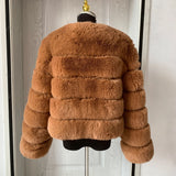 Elegant Winter Faux Fox Fur Crop Jacket