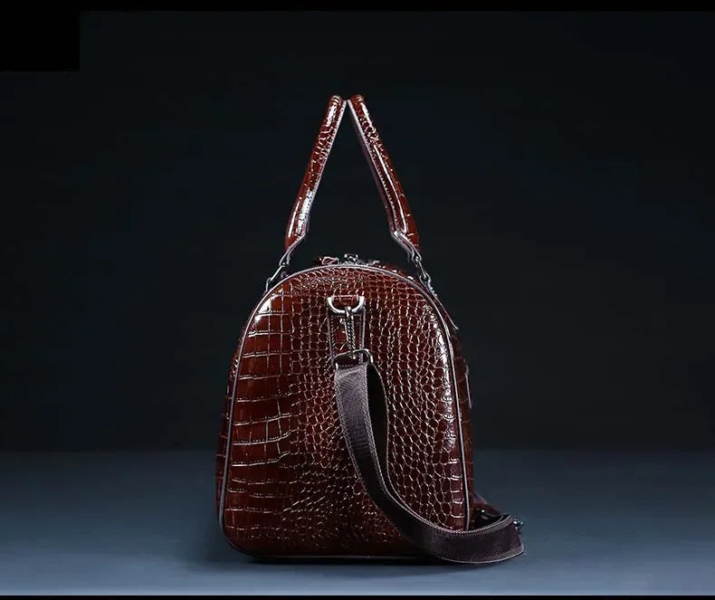 2024 New Cow Genuine Alligator Leather Travel Bags Luxury Men Large Capacity Portable Male Shoulder Bags Brand Travel Duffle Bag