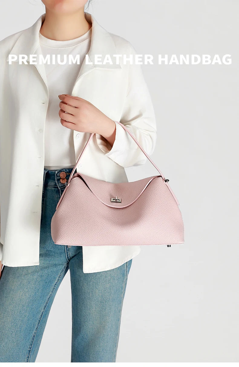 Women's genuine leather handbag fashionable retro designer luxury bag high-quality cowhide large capacity casual shopping bag