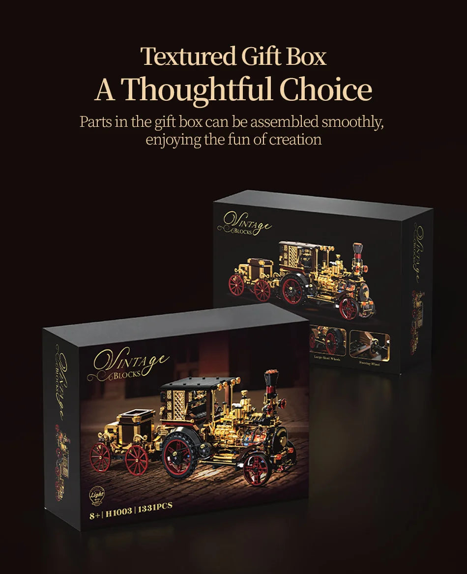 1331-Piece Vintage Steam Car Building Block Set