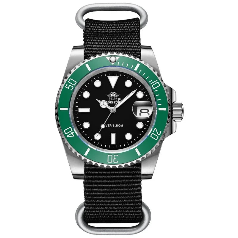 ADDIESDIVE NEW Luxury Men’s Quartz Watch 200M Diver Watch BGW9 Super Luminous Ceramic Bezel Stainless Steel Business Wristwatch