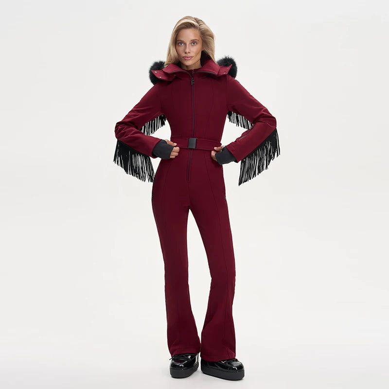 Windproof Faux Fur Ski Jumpsuit