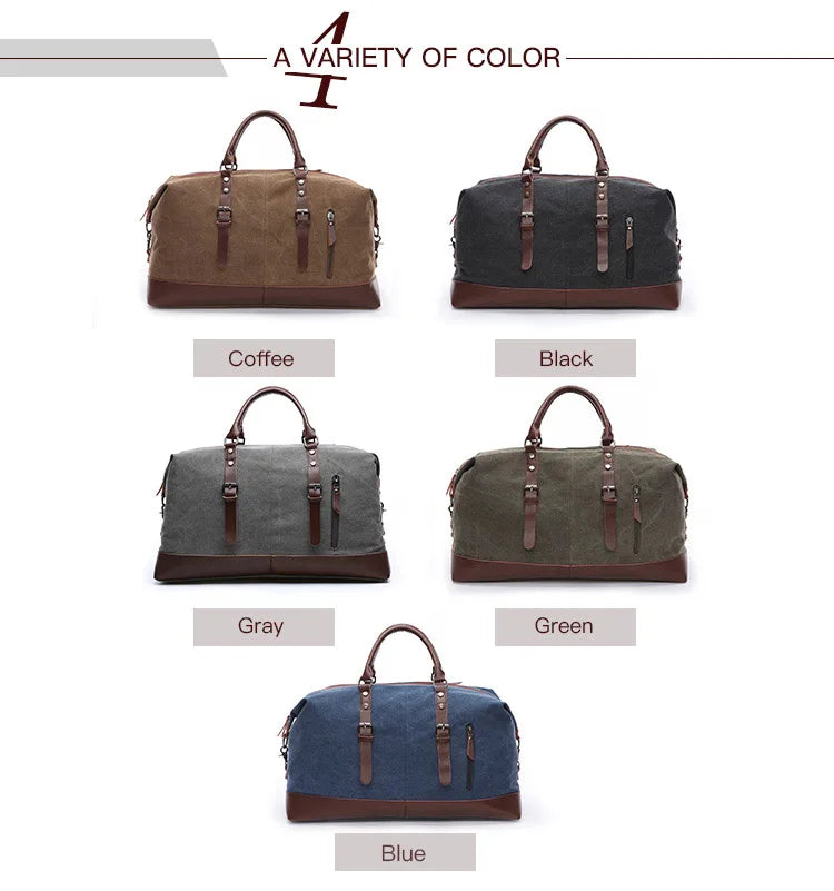 Original Canvas Leather Men Travel Bags Carry on Luggage Bags Men Duffel Bags Travel Tote Large Weekend Bag Overnight