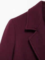 Elegant Burgundy Double-Breasted Long Coat