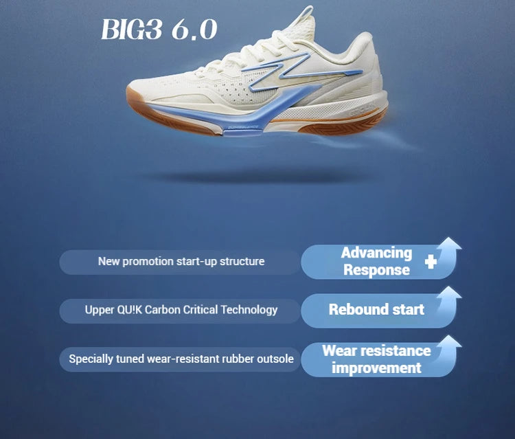 361 Degrees BIG3 6.0 Men's Basketball Sports Shoes Wear-Resistant Non-Slip Combat Breathable Rebound Sneakers Male 672521121