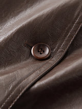 FSLE【Premium Series】Women's Oversize Short Trench Coat Brown Faux Leather Belted Jacket Grey Windbreaker Y2K Retro Outerwear