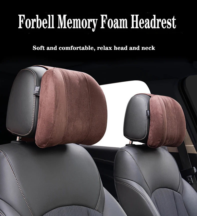 Forbell Car Headrest Pillow Suede Fabric Car Neck Pillow Car Seat Pillow Rest Headrest Memory Foam Headrest Car Accessories