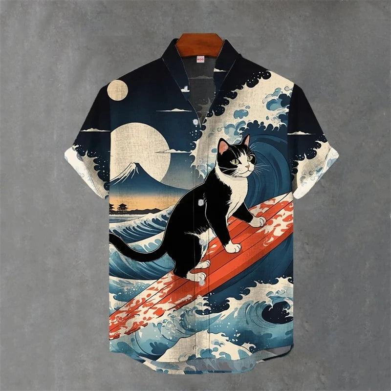 Men’s Japanese Animal Graphic Hawaiian Shirt