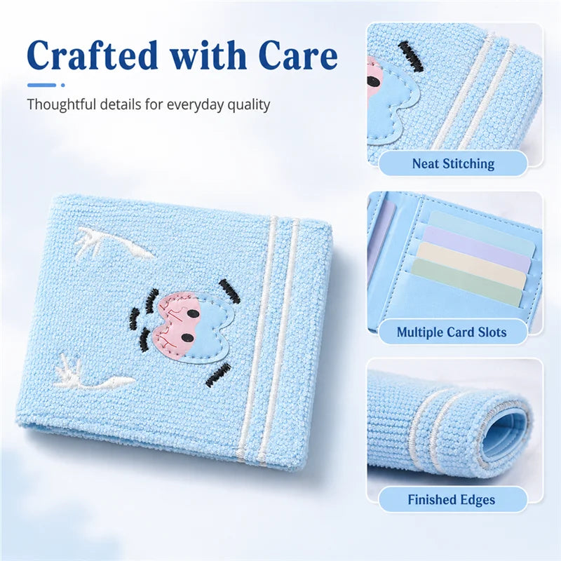 Wallets High Quality Synthetic Leather Embroidery Short Bifold Small Wallet for Men Women Unisex Cute Card Holder Coin Purse