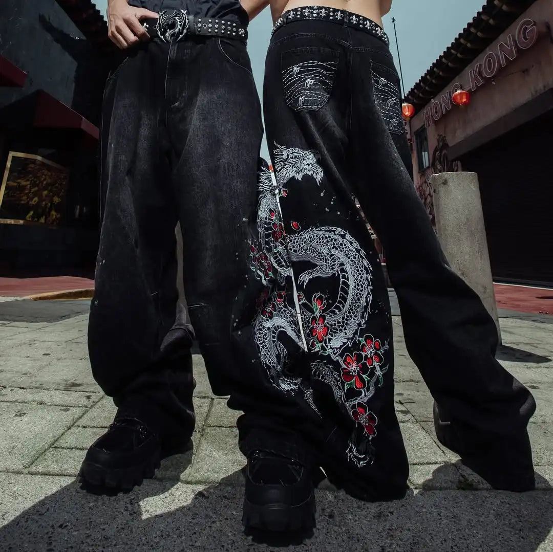 Dragon Print Y2K Baggy Jeans