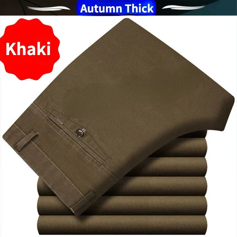 Men's Cotton Straight-Leg Casual Trousers