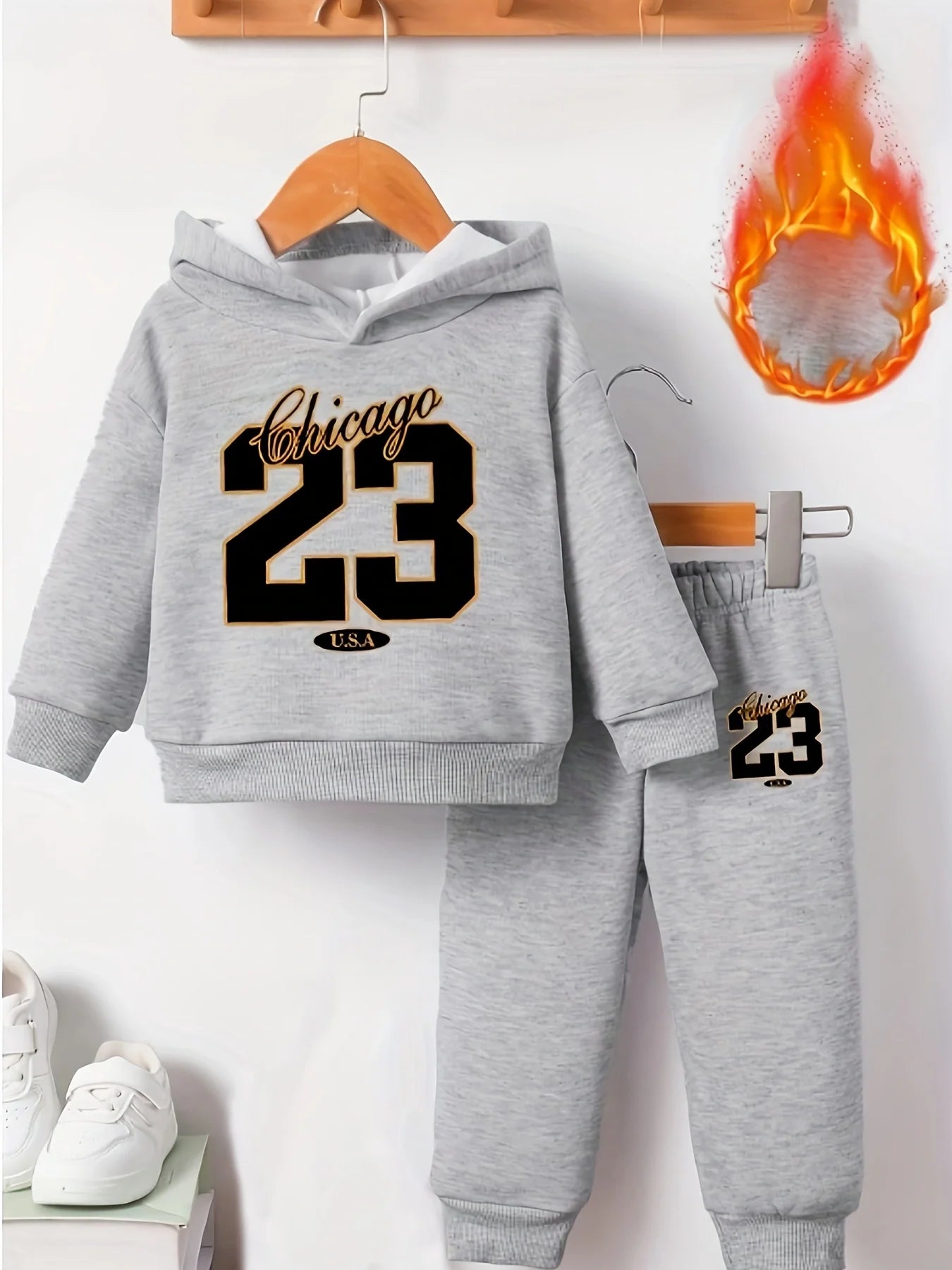 Baby Boy 2-Piece Fleece Hooded Sweatshirt and Pants Set