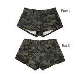 ReddaChic Y2K Camouflage Denim Skorts – Low Waist