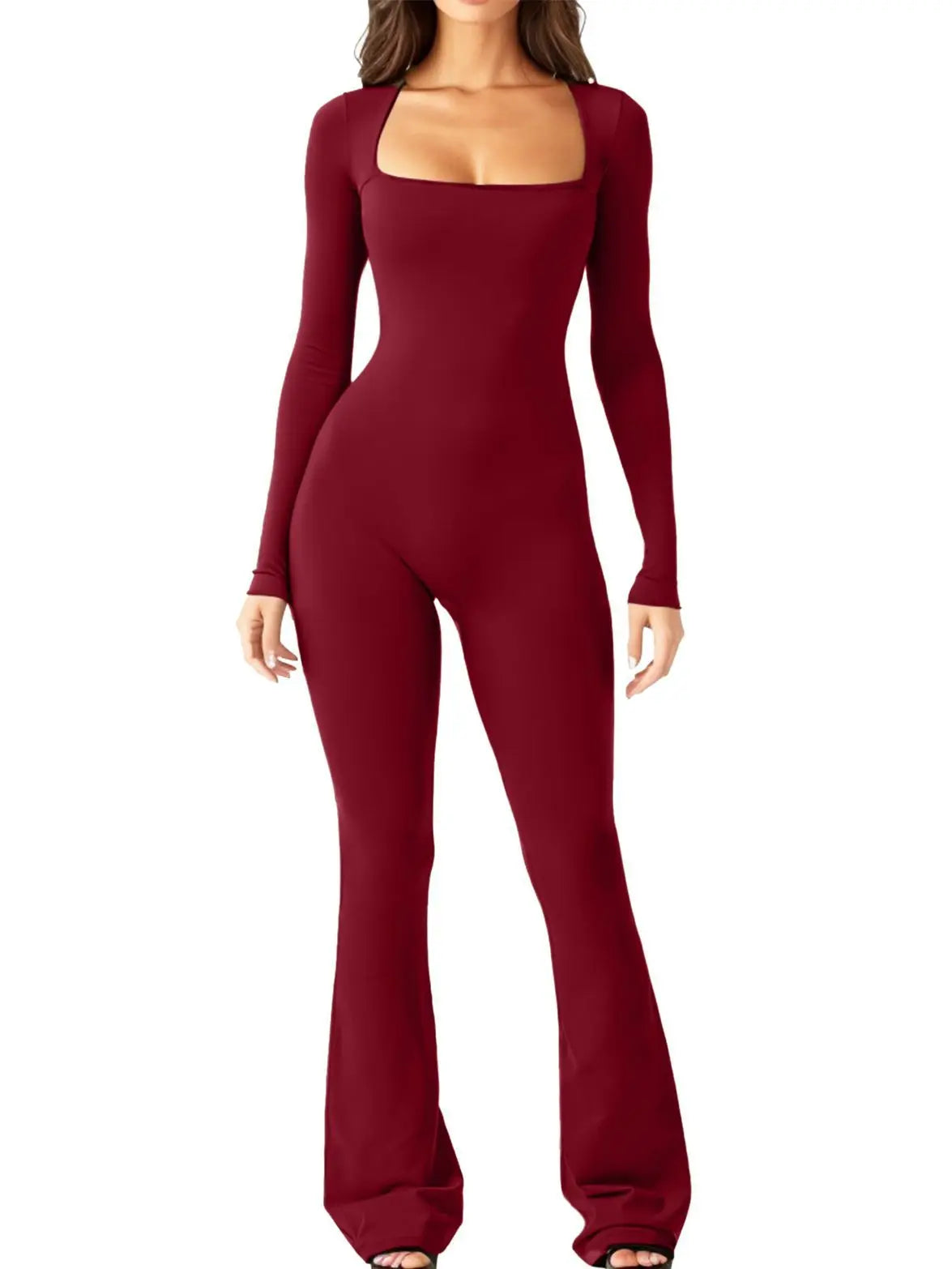 Wide-Leg Yoga Bodysuit | One-Piece Long Sleeve Gym Jumpsuit (S-2XL)