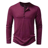 Men's Cotton Henley Long Sleeve Shirt