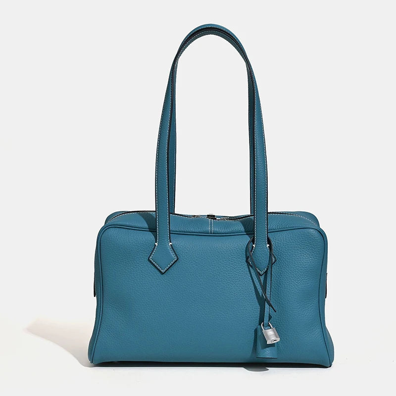 2026 Spring Luxury Brand Genuine Leather Women Bags Cowhide Casual Totes Women Handbags Fashion Silver Lock Shoulder Bags Woman