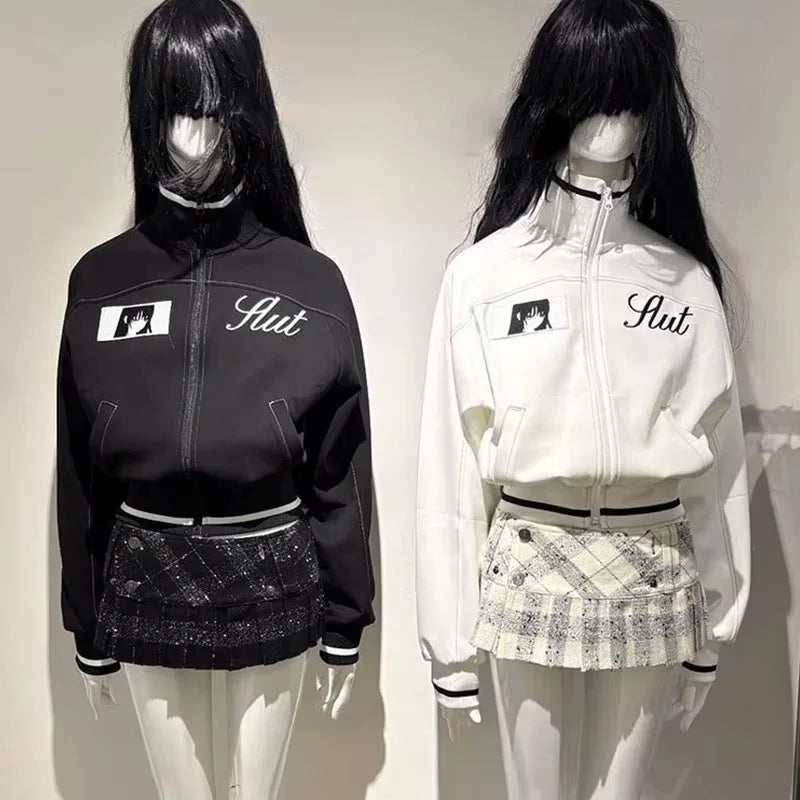 Korean Cartoon Baseball Jacket – Girls Kawaii Zip-Up