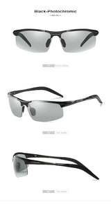 SZTZX Aluminium Rimless Outdoor Sport Photochromic Sunglasses Men Polarized  Anti-UV Driving Fishing Glasses Cycling Goggle