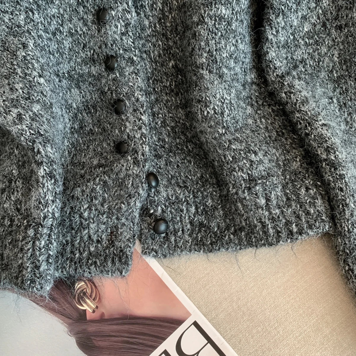 Women's Turtleneck Button-Front Cardigan