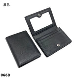 Dropshipping Custom Name Genuine Leather Men Women Business Card Holder Bifold Credit Card Case With ID Window