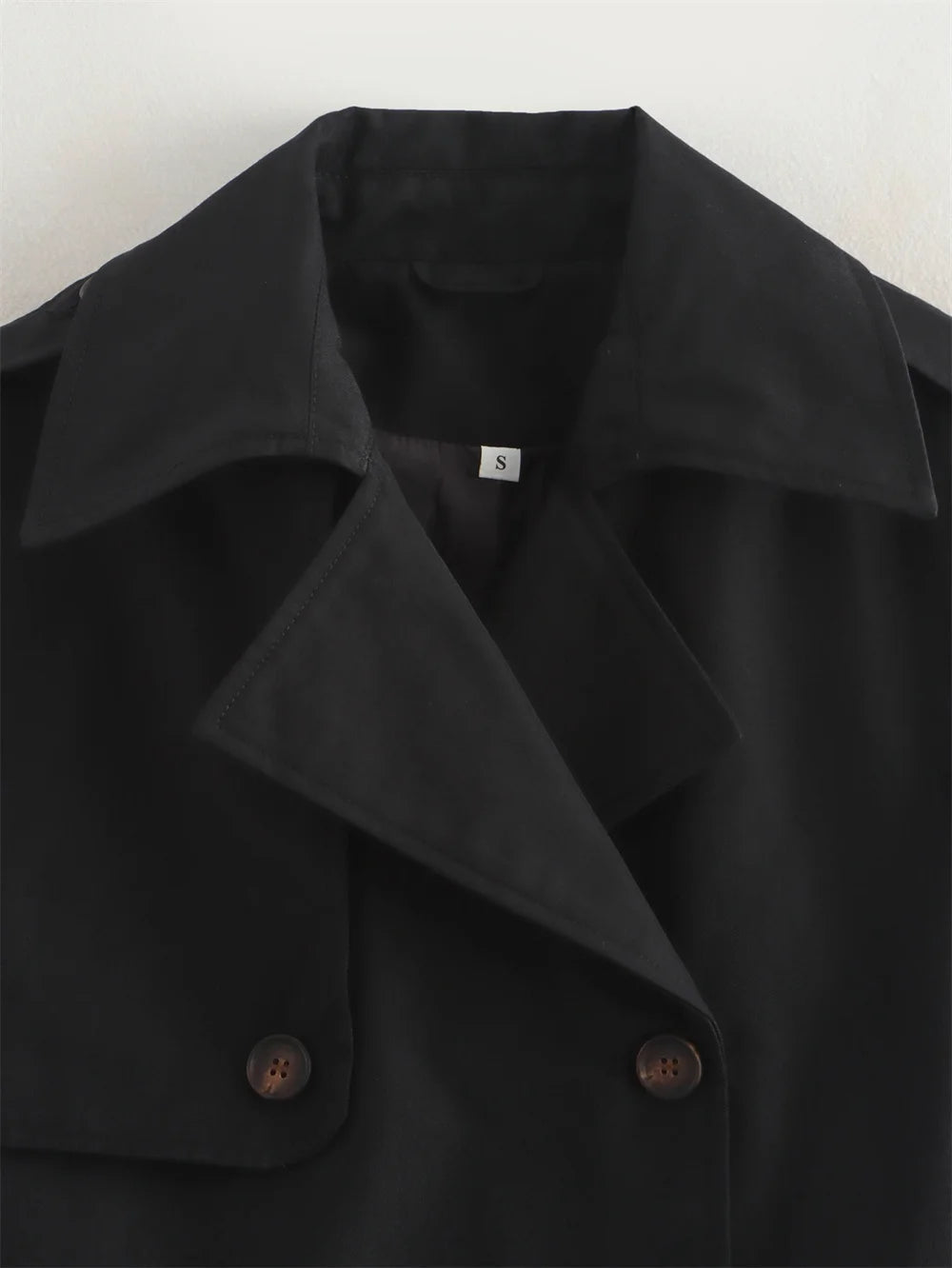 Vintage Cropped Double-Breasted Trench