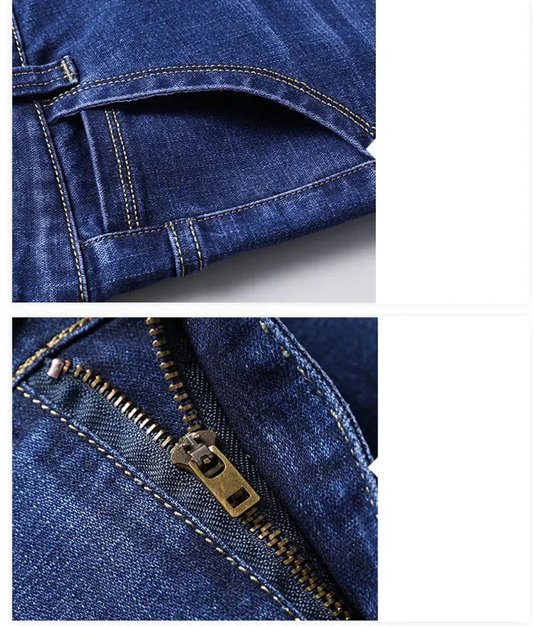Men's Classic Straight-Leg Denim Jeans | Blue & Black