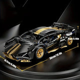 1:14 Black Sports Car Building Blocks Set, Suitable for 14+, Adult Collectiblel Assembled Model, Home Decoration & Gift