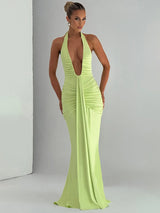 Elegant Deep V-Neck Halter Maxi Dress