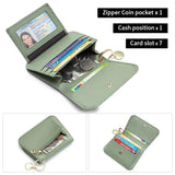 Women Genuine Leather Slim TriFold Wallet Credit Card Holder With Zipper Coin Pouch, ID Window & Keychain