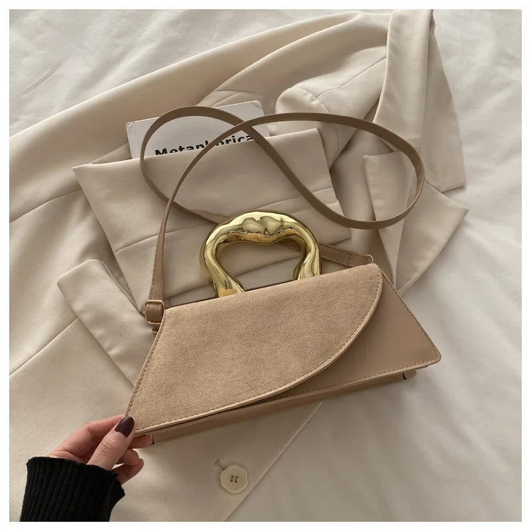 New Minimalist Design Shoulder Bag for Women Light Luxury Large Capacity Casual Metal Hand-held Crossbody Bags Female Handbag