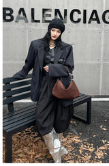 Wholesale Women Suede Bag Female Retro Frosted Cowhide Split Leather Armpit Shoulder Bag Lady Handbag Trendy Crossbody Messenger