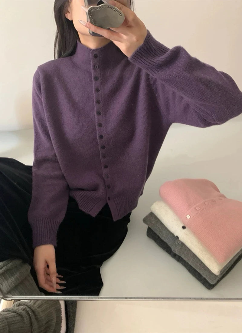 Women's Stand Collar Knit Cardigan