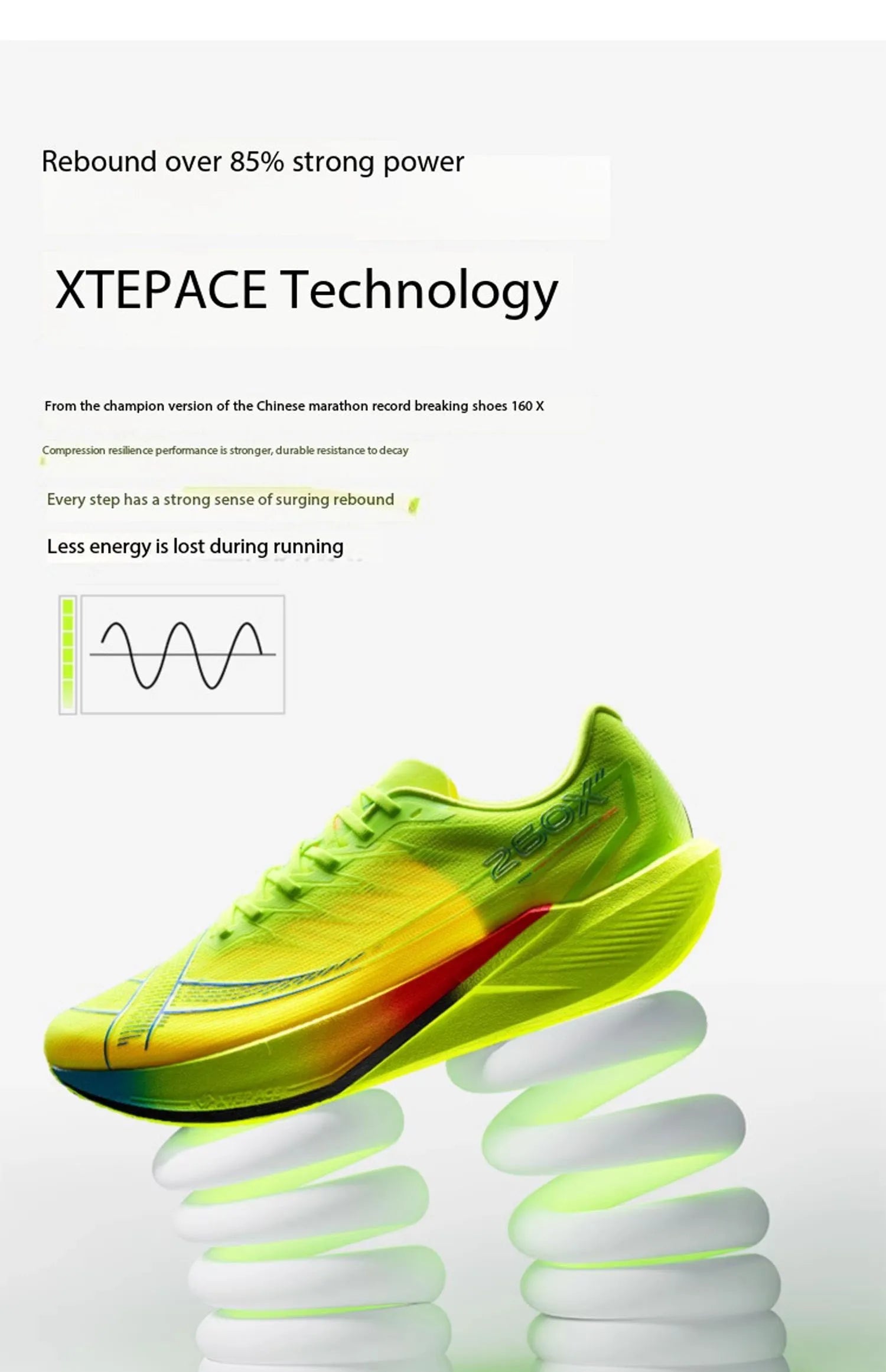 Xtep 260X 2.0  Marathon Running Shoes For Men Racing Carbon Plate Shock Soft Cushion Sport Daily Training Shoe 975119110032