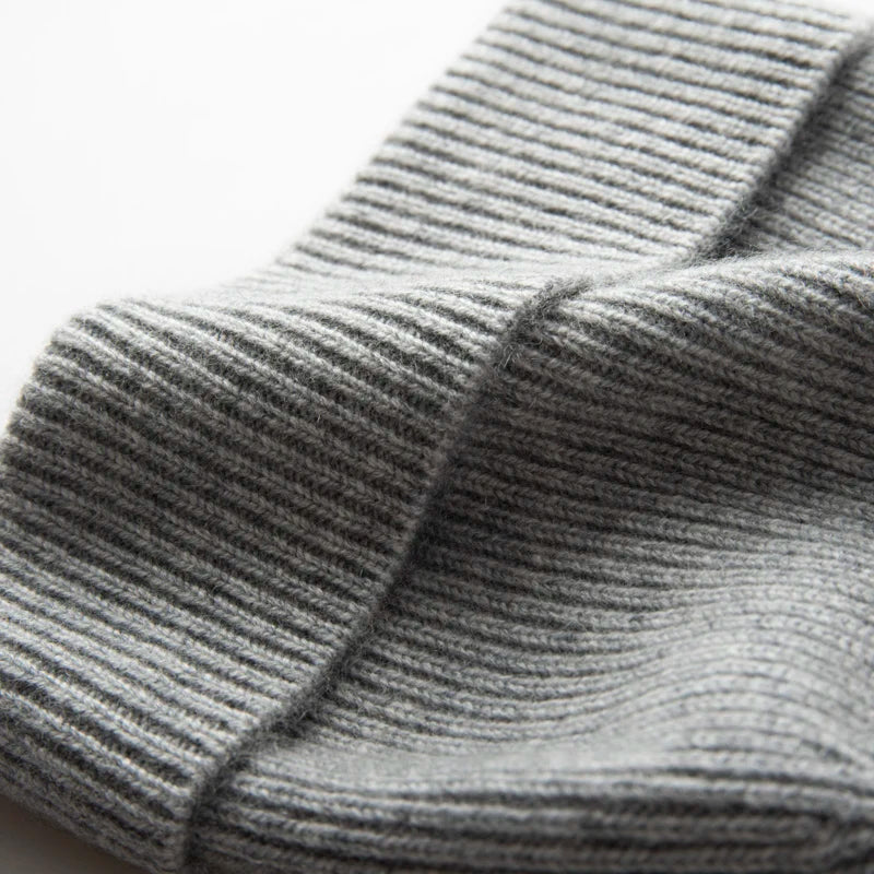 MERRILAMB Men's Pure Cashmere Ribbed Beanie | Soft & Warm